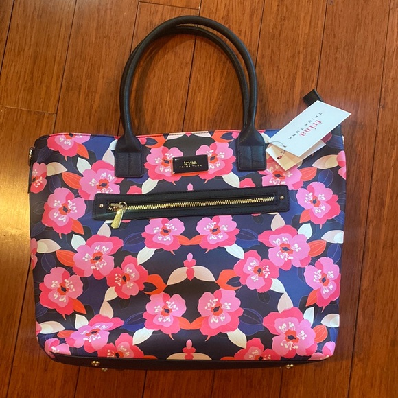 Trina Turk Handbags - Designer Trina Turk Pink  Floral large Tote Bag vegan leather